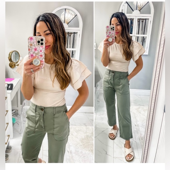 GAP high rise girlfriend utility khaki - Picture 5 of 9